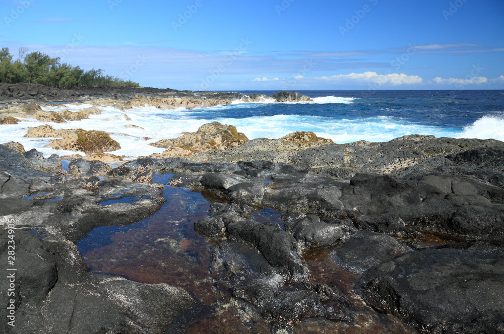 côte rocheuse, littoral sud sauvage de l'île de la Réunion