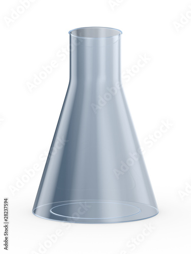 Glass test tube on white background. Isolated 3D image