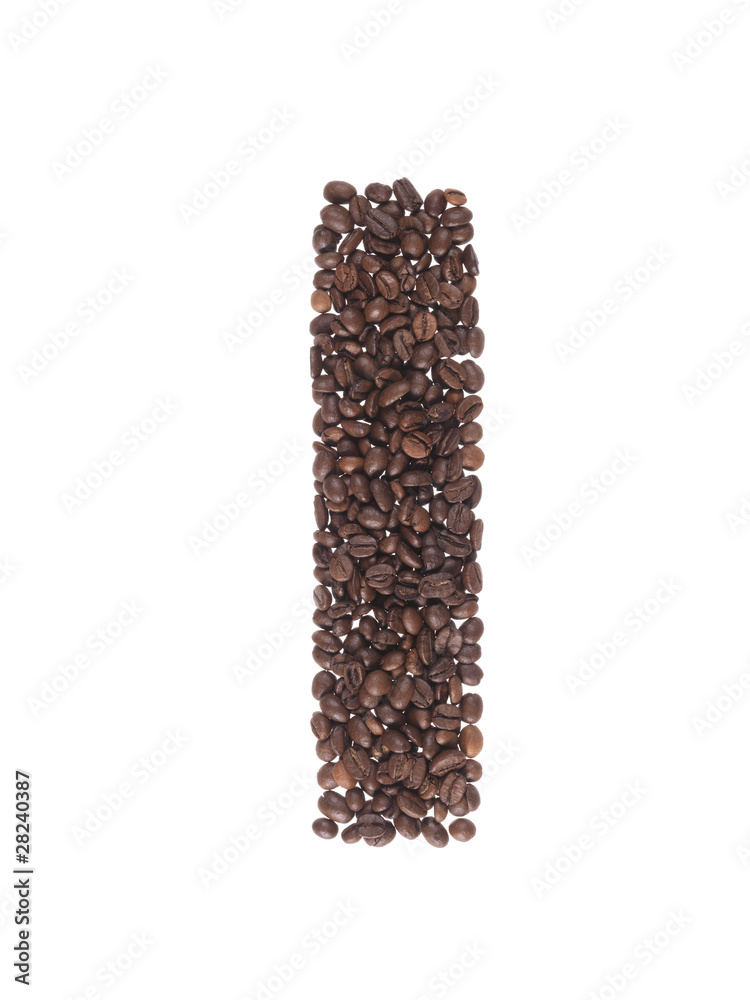 Obraz premium lettera dell'alfabeto fatta con i chicchi di caffe