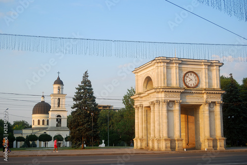 Triumphal Arch and the Cathedral, Chisinau, Moldova photo