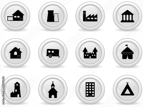 Web buttons, building icon