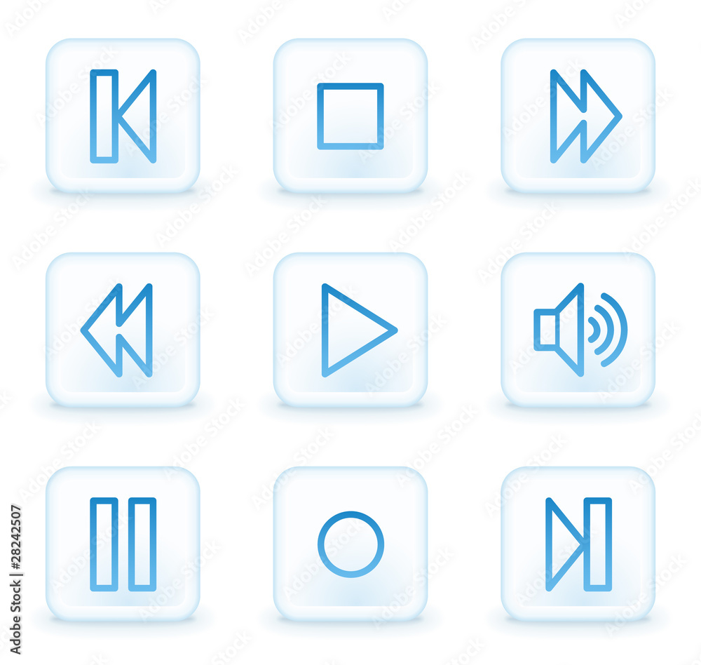 Walkman web icons, white square buttons Walkman web icons, white square buttons