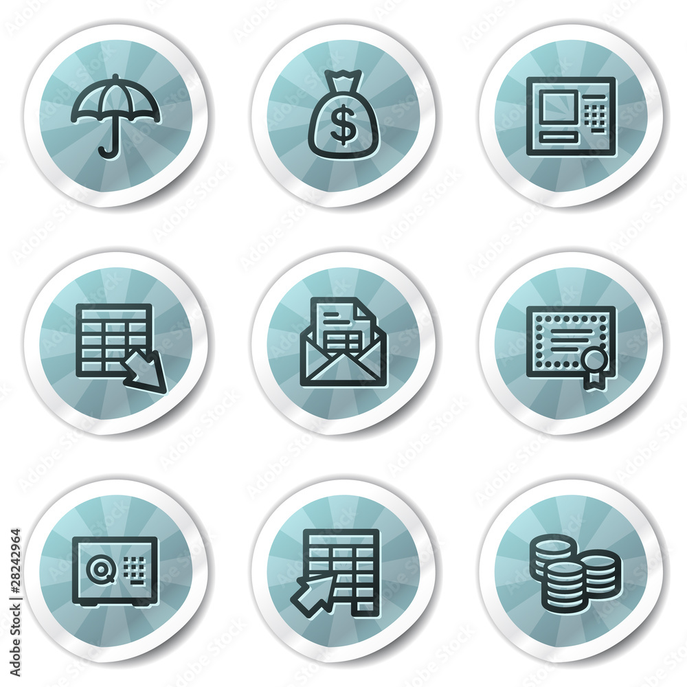 Banking web icons, blue shine stickers series Banking web icons, blue shine stickers series