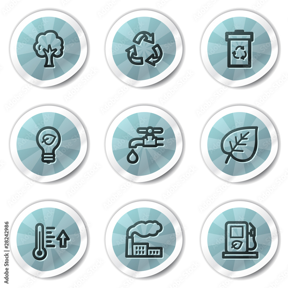 Ecology web icons set 1, blue shine stickers series Ecology web icons set 1, blue shine stickers series