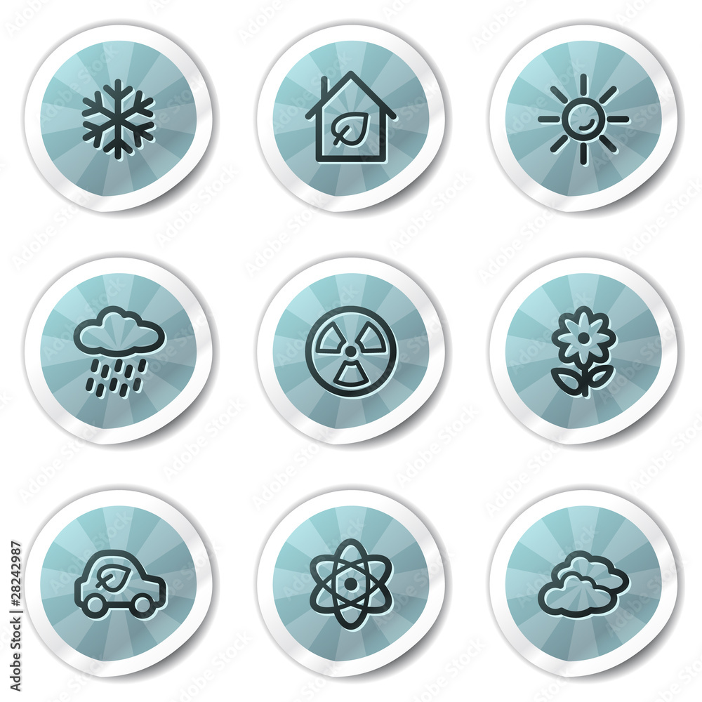 Ecology web icons set 2, blue shine stickers series Ecology web icons set 2, blue shine stickers series