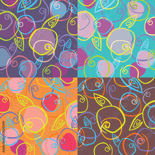Four colorful patterns from apples