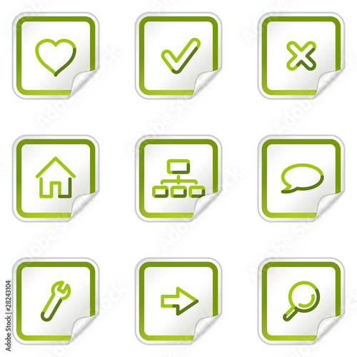 Basic web icons, green stickers series