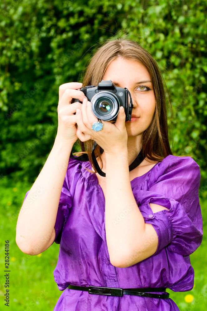 young woman making a picture