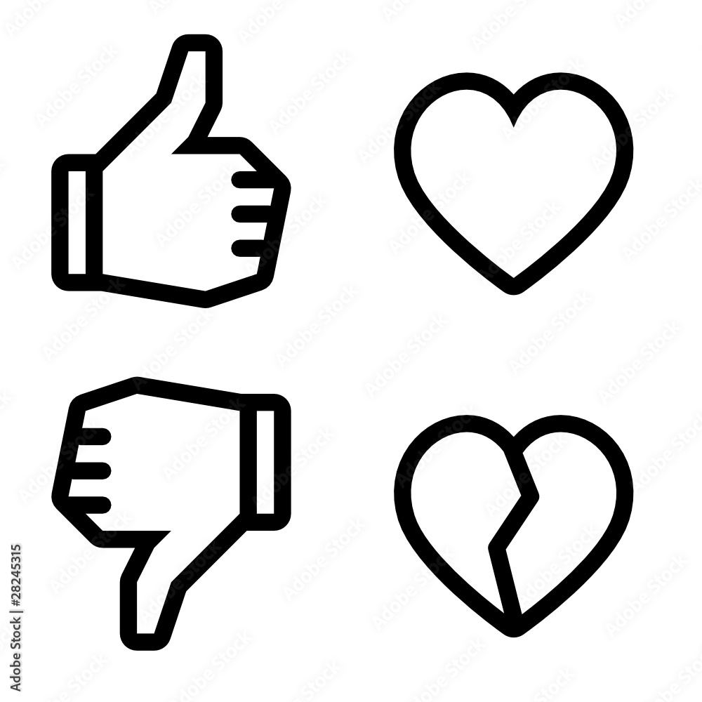 Like and unlike icons Like and unlike icons