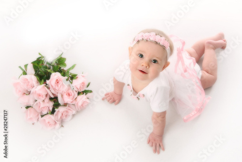Baby ballerina with pink roses