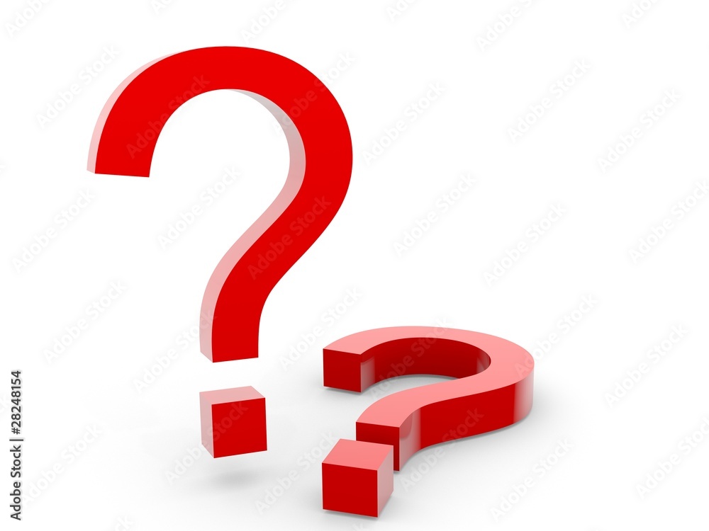 Two red Questionmarks on white Background Two red Questionmarks on white Background