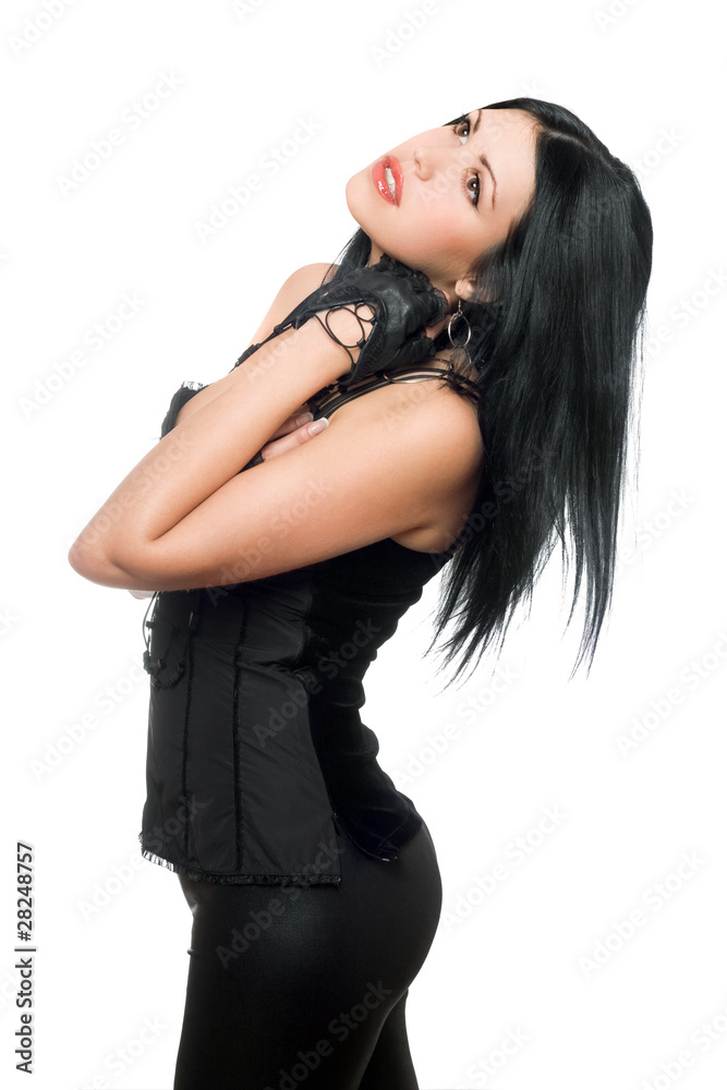 Portrait of a pretty brunette in black clothes Portrait of a pretty brunette in black clothes