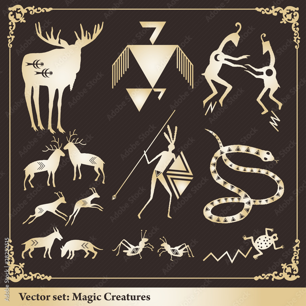Gold ceremonial native american indians vector set Stock Vector | Adobe ...