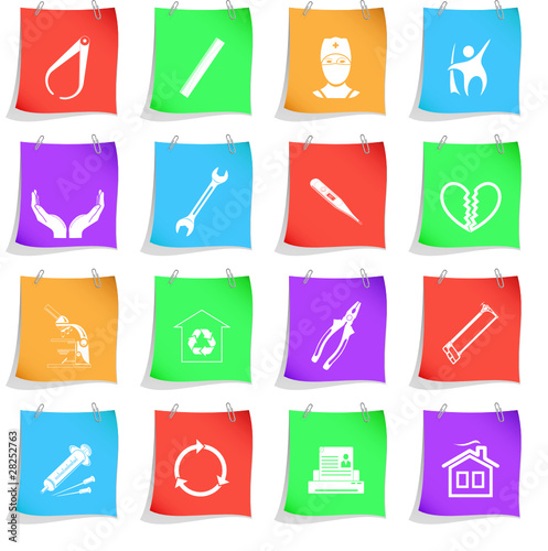 Vector set of note papers