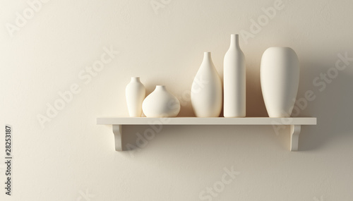 Obraz na plátně ceramics vases on the shelf