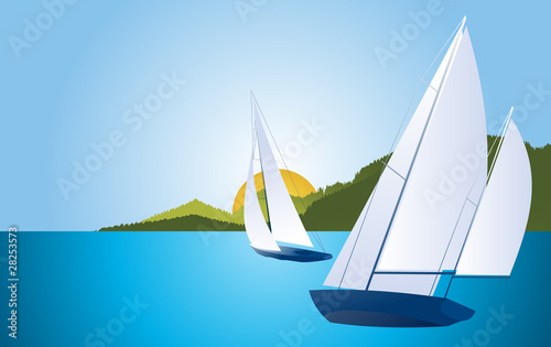 Yacht - sailing boat regatta vector background