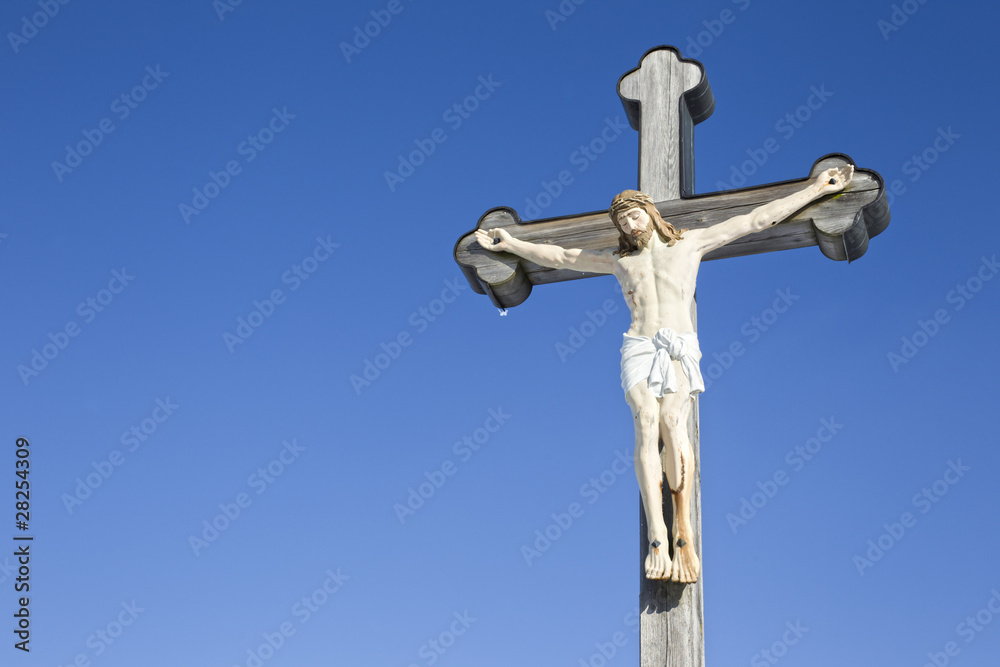 Jesus kreuz mit blauem Himmel