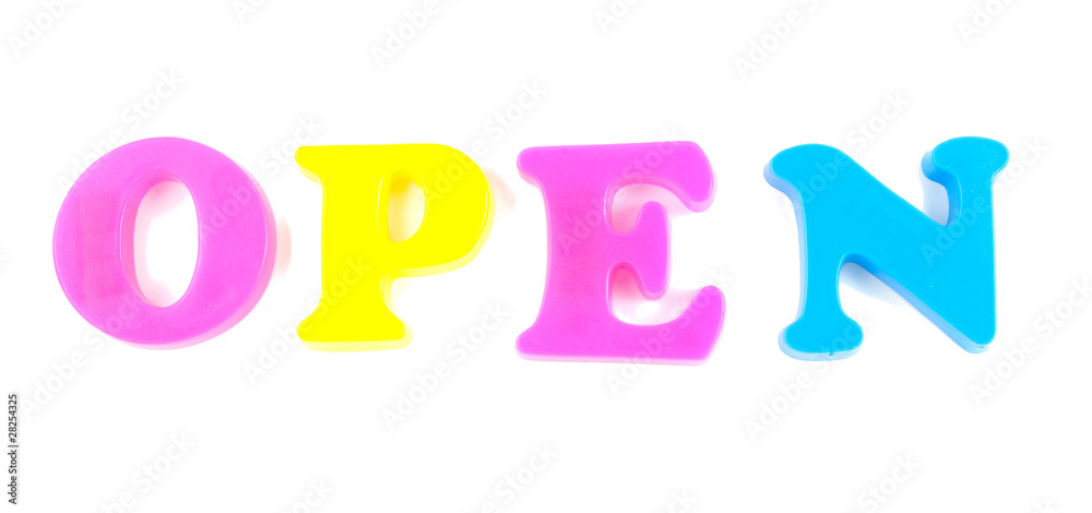 open written in fridge magnets