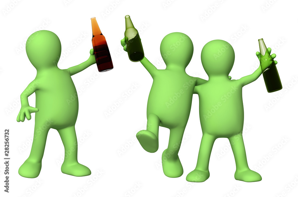 Cheerful friends with bottles of beer Cheerful friends with bottles of beer