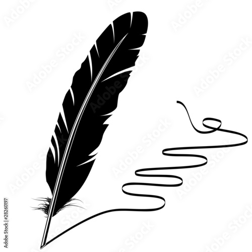 Vector mohochrome writing old feather and flourish