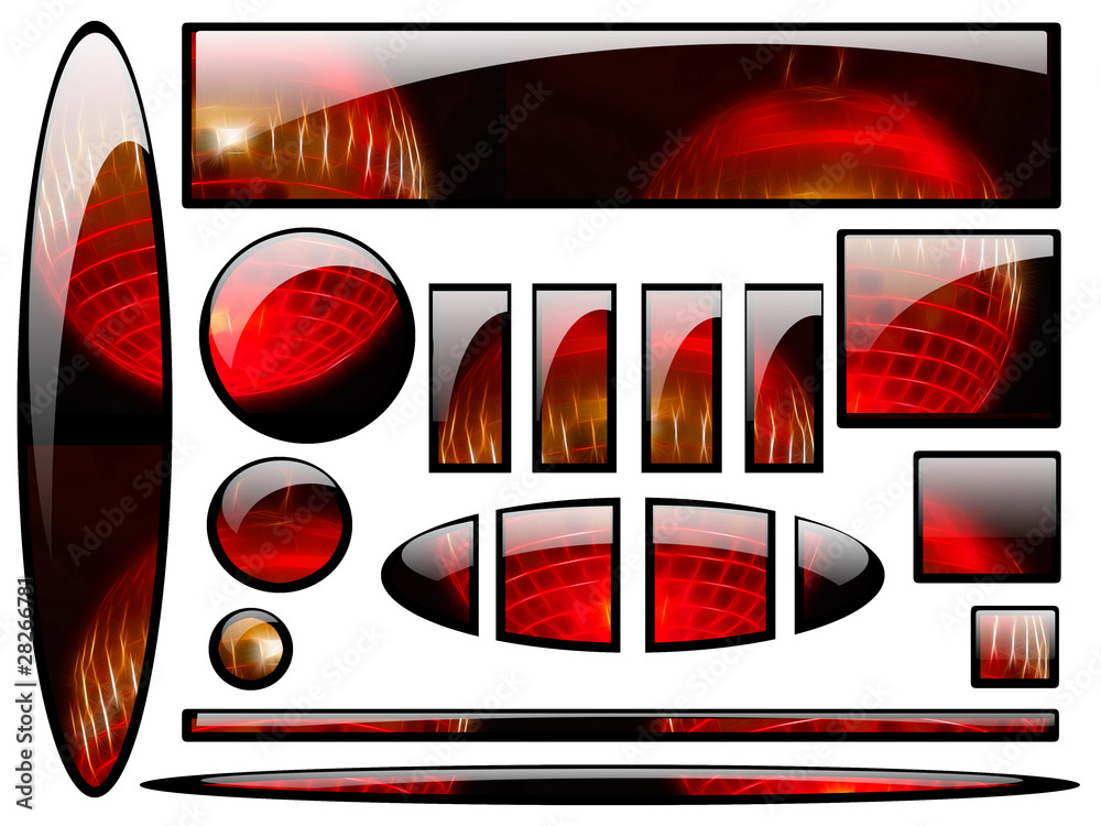 Obraz premium Red ball glossy set for web. clipping path included.