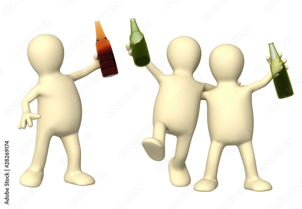 Cheerful friends with bottles of beer Cheerful friends with bottles of beer