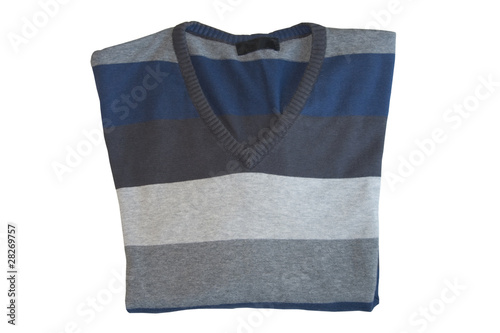 Gray and blue stripes sweater isolated on white