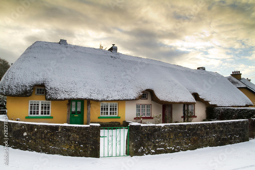 Traditional irish cottage at winter time - Adare Co. Limerick