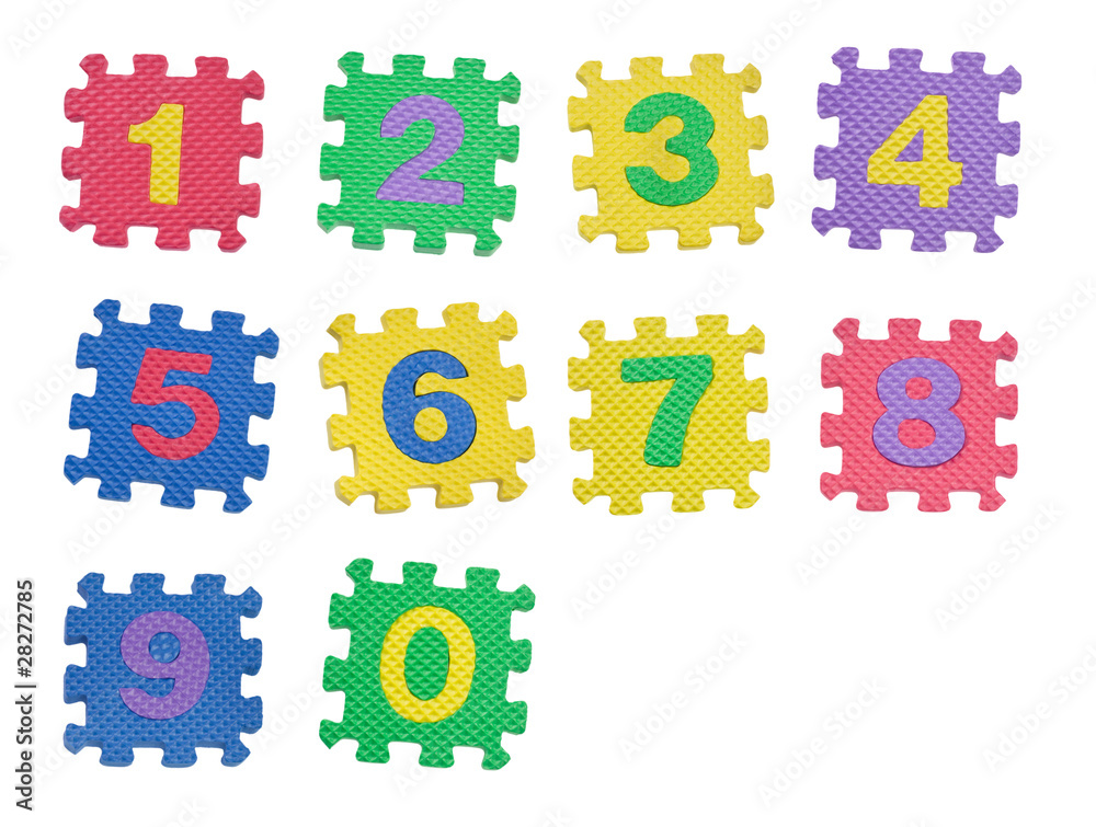 Number blocks from 0 to 9 isolated on white background Number blocks from 0 to 9 isolated on white background
