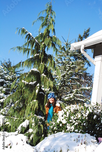 child playing in snow
