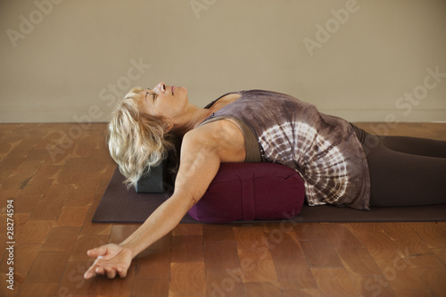 Fotobehang Woman On Yoga Bolster