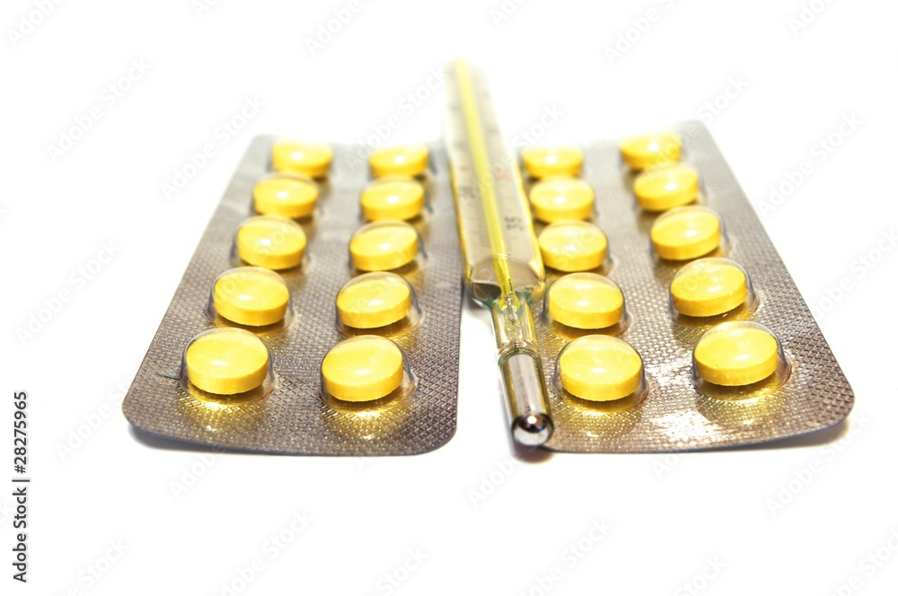 Thermometer and pills Thermometer and pills