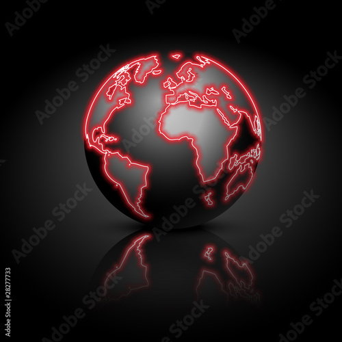 Globe on a black background. Vector illustration.