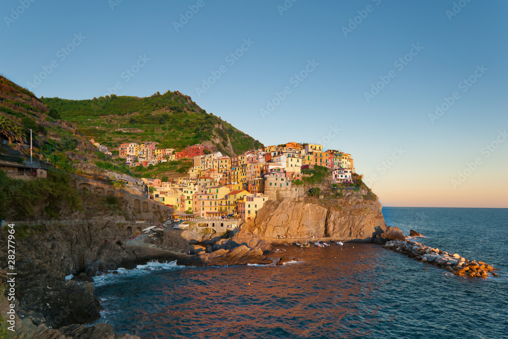 Small Town Manarola (Cinque Terre, Italy) during sunset