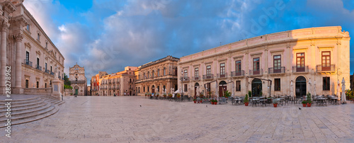 Piazza del Duomo, Syracuse, Sicily at sunrise - Panorama photo