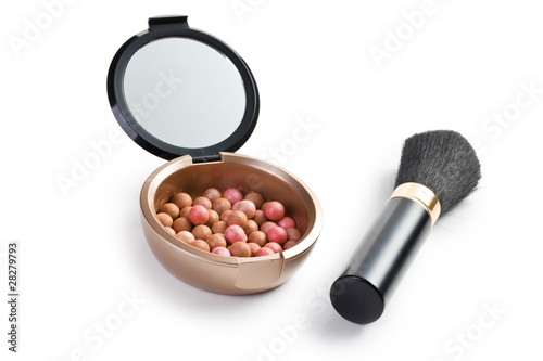 bronzing pearls and makeup brush