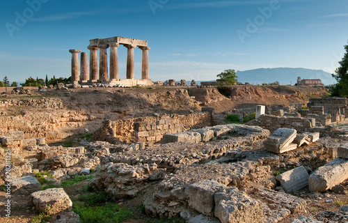 Temple of Apollo amidst the ruins of Ancient Corinth, Greece photo