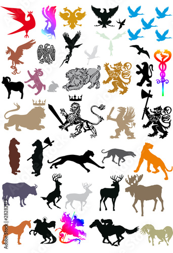 isolated heraldic animals collection