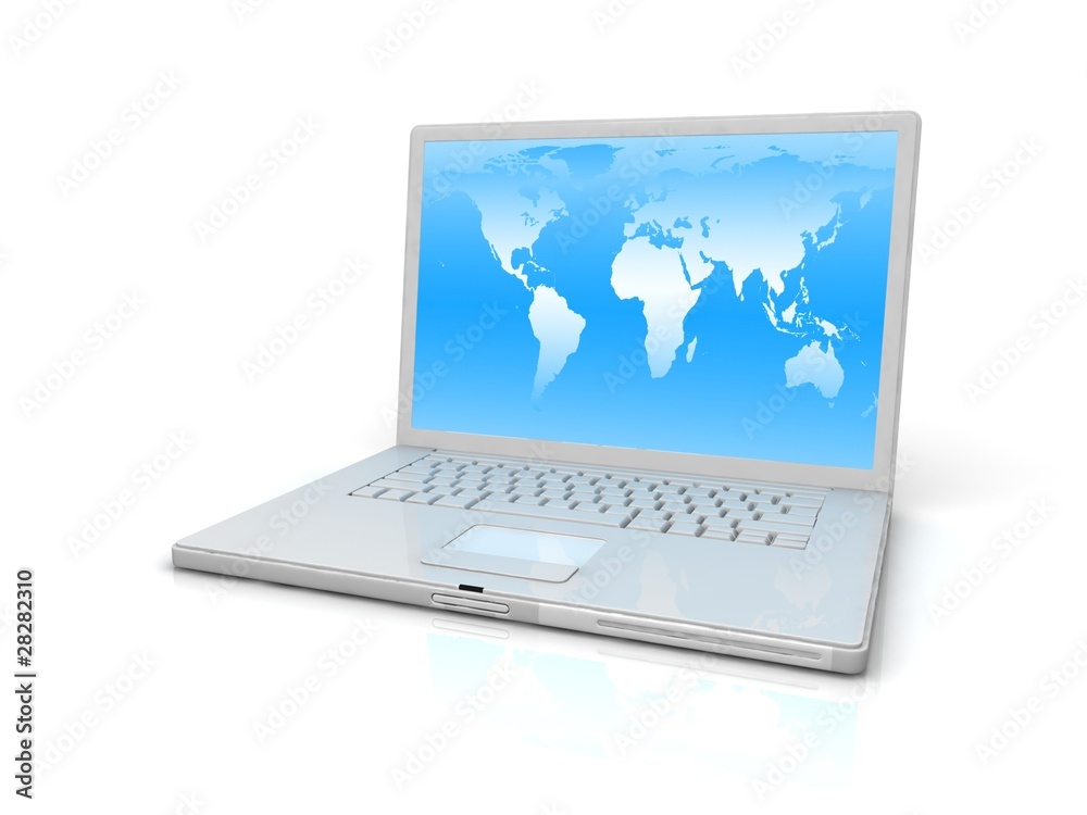Professional Laptop on white background with reflection Professional Laptop on white background with reflection