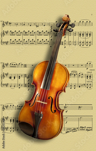 Violin on sheet music