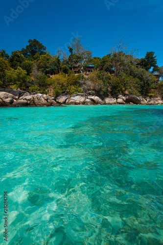 Jungle Bungalows Rocky Shore Crystal Clear Sea