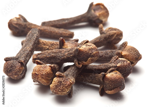 Spice cloves on white background photo