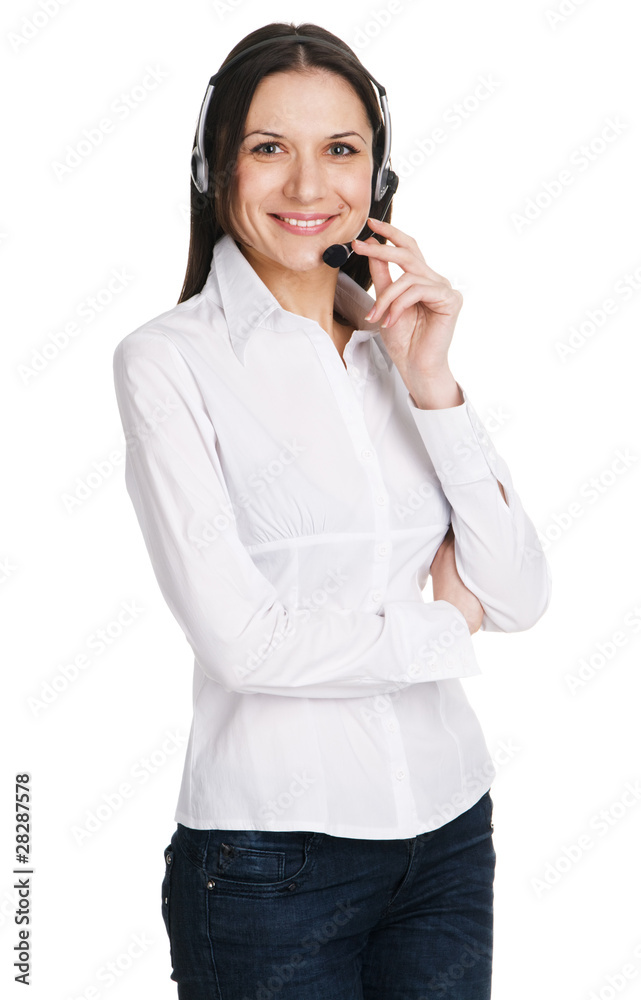 Young beautiful call center operator Young beautiful call center operator