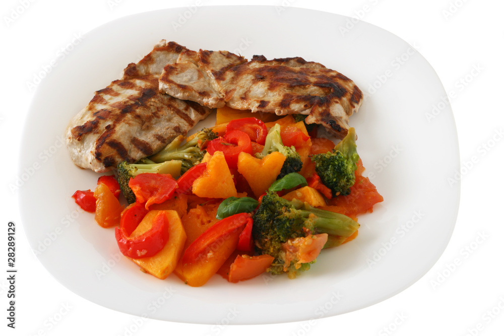 grilled pork with boiled vegetables grilled pork with boiled vegetables