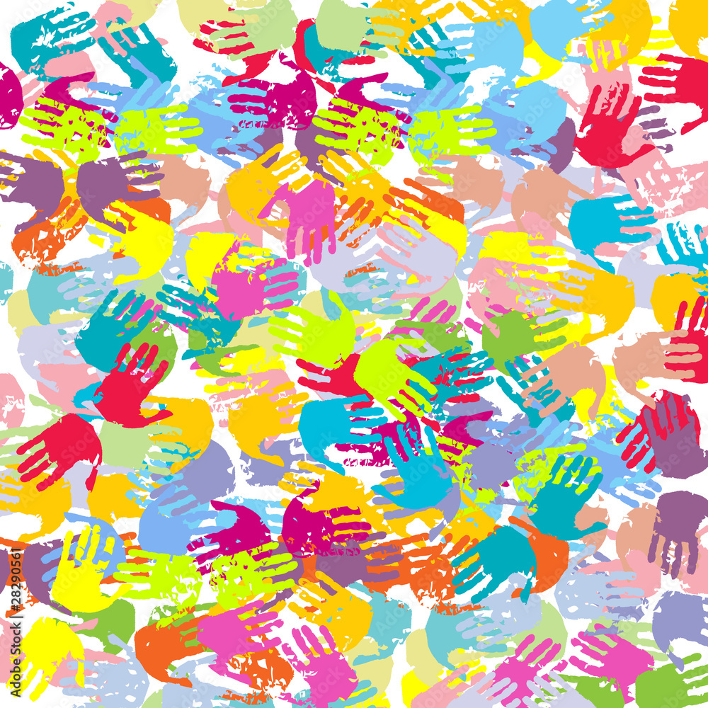 Abstract colored hands background