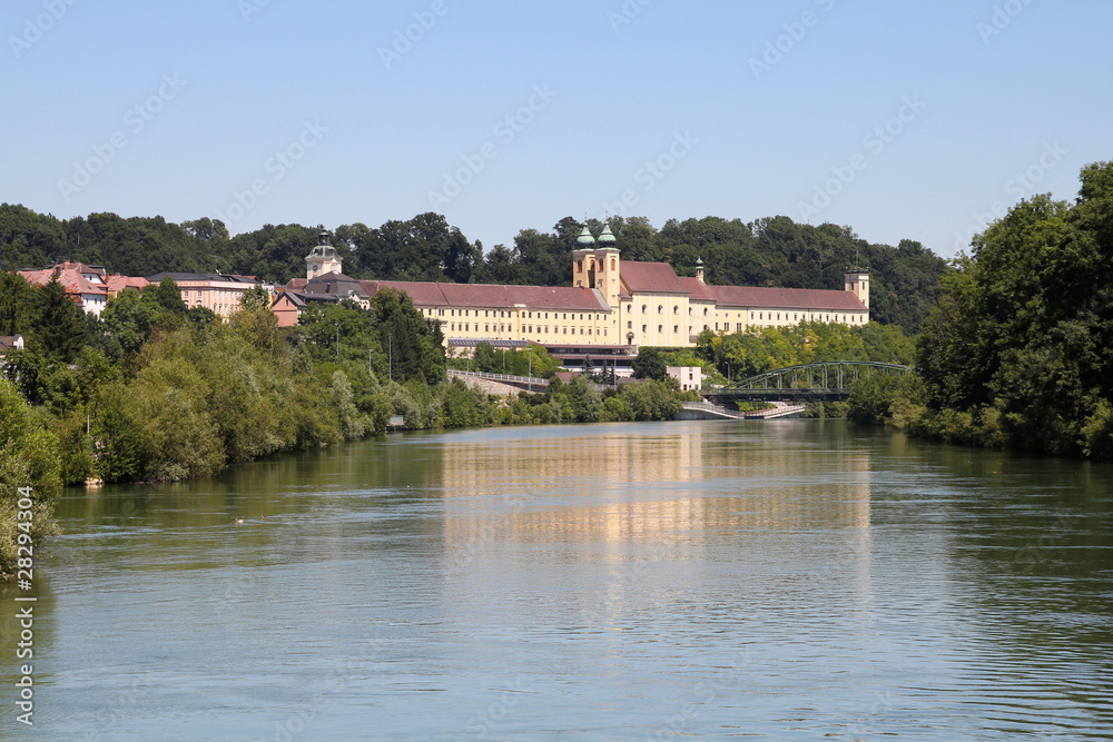 Austria - Traun river and Lambach abbey
