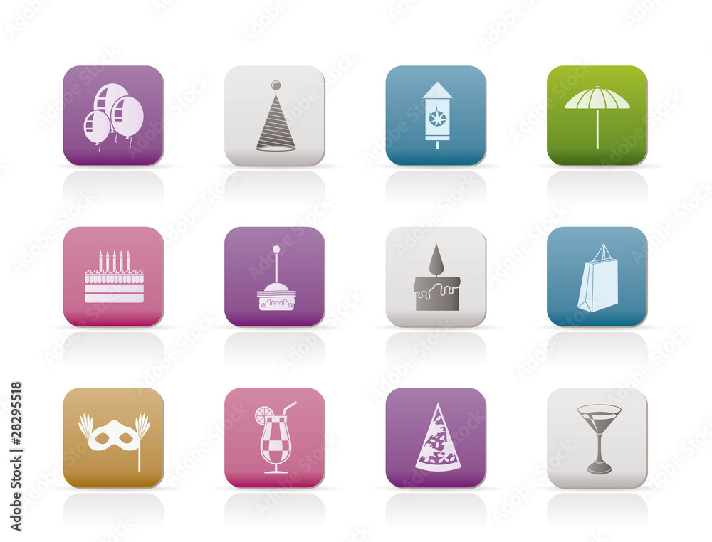 Party and holidays icons - vector icon set Party and holidays icons - vector icon set