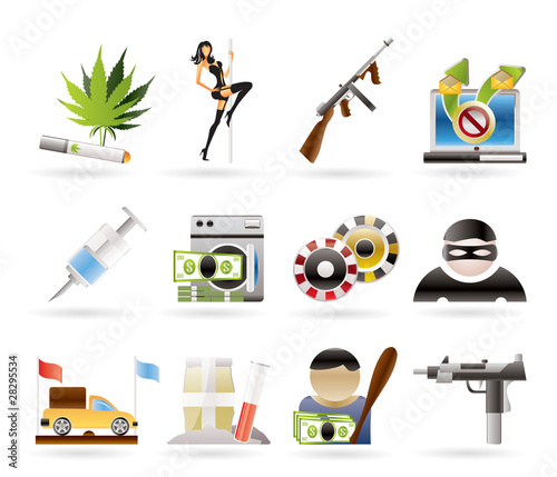 mafia and organized criminality activity icons