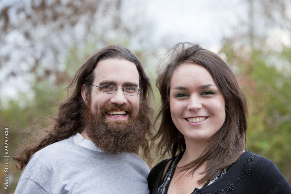 Happy young couple outdoors