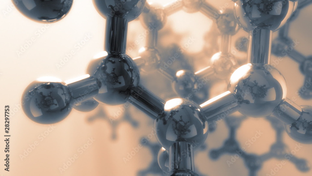 3d fly through complex model of molecule. Seamless loop.